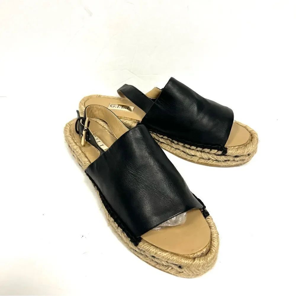Gili leather sandal espadrille with adjustable ankle strap Sz 7